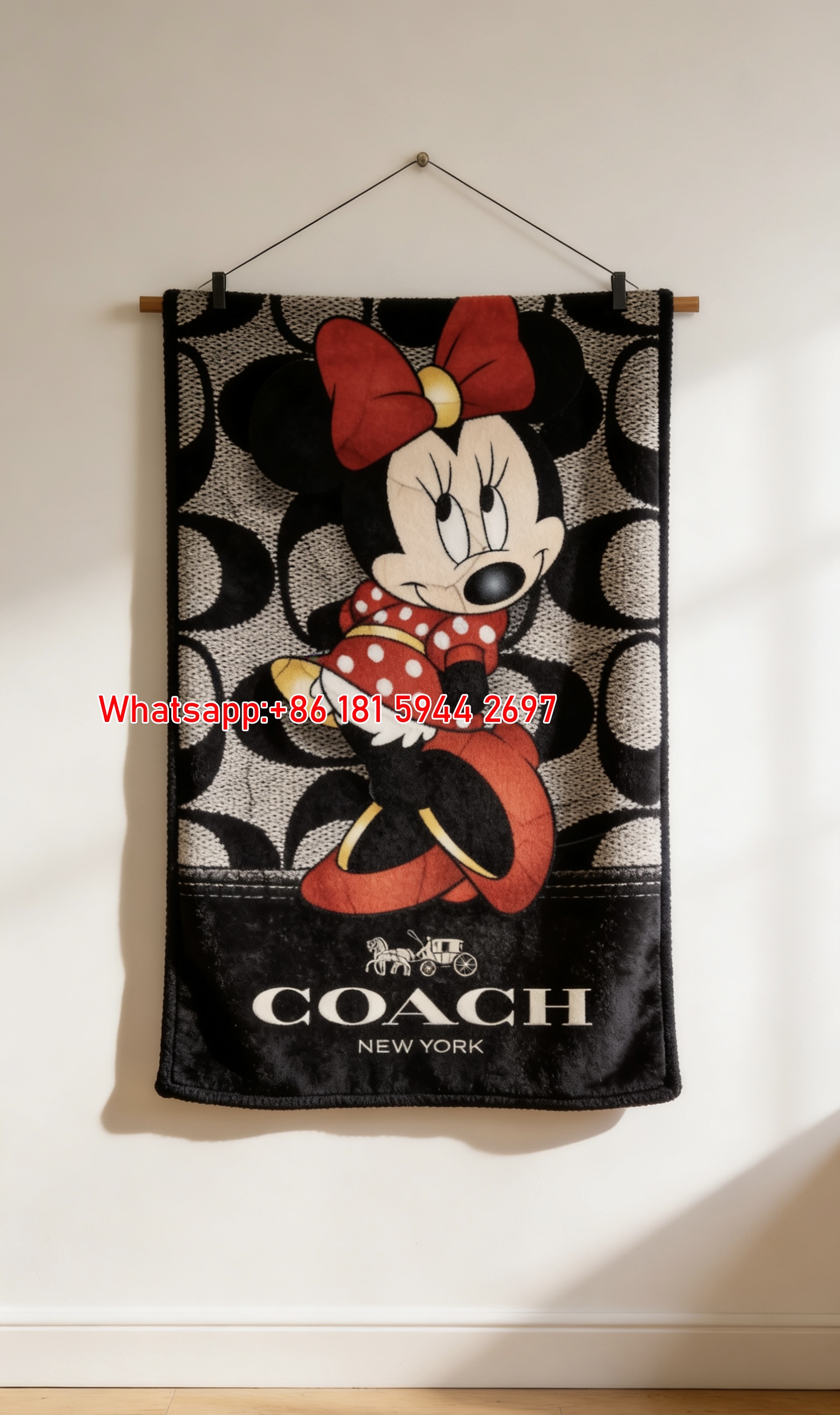 Coach Minnie Mouse Red Polka Dot Flannel Throw Blanket C035